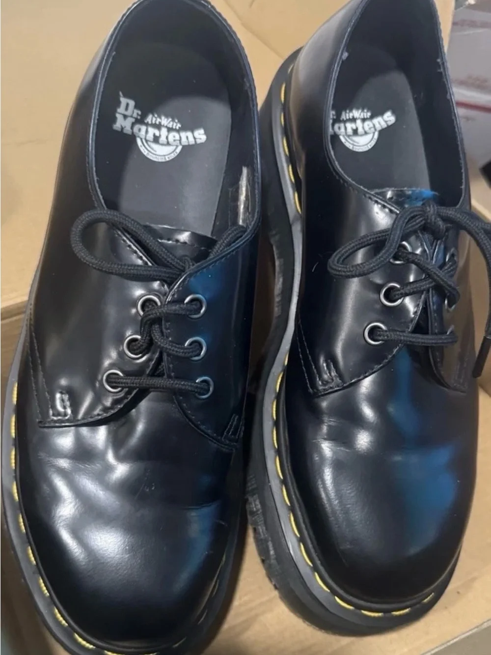 Dr. Martens 1461 QUAD PLATFORM SHOES BLACK SMOOTH LEATHER MENS 9 Womens 10